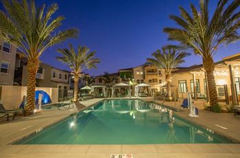 Resort style pool and spa with cabanas